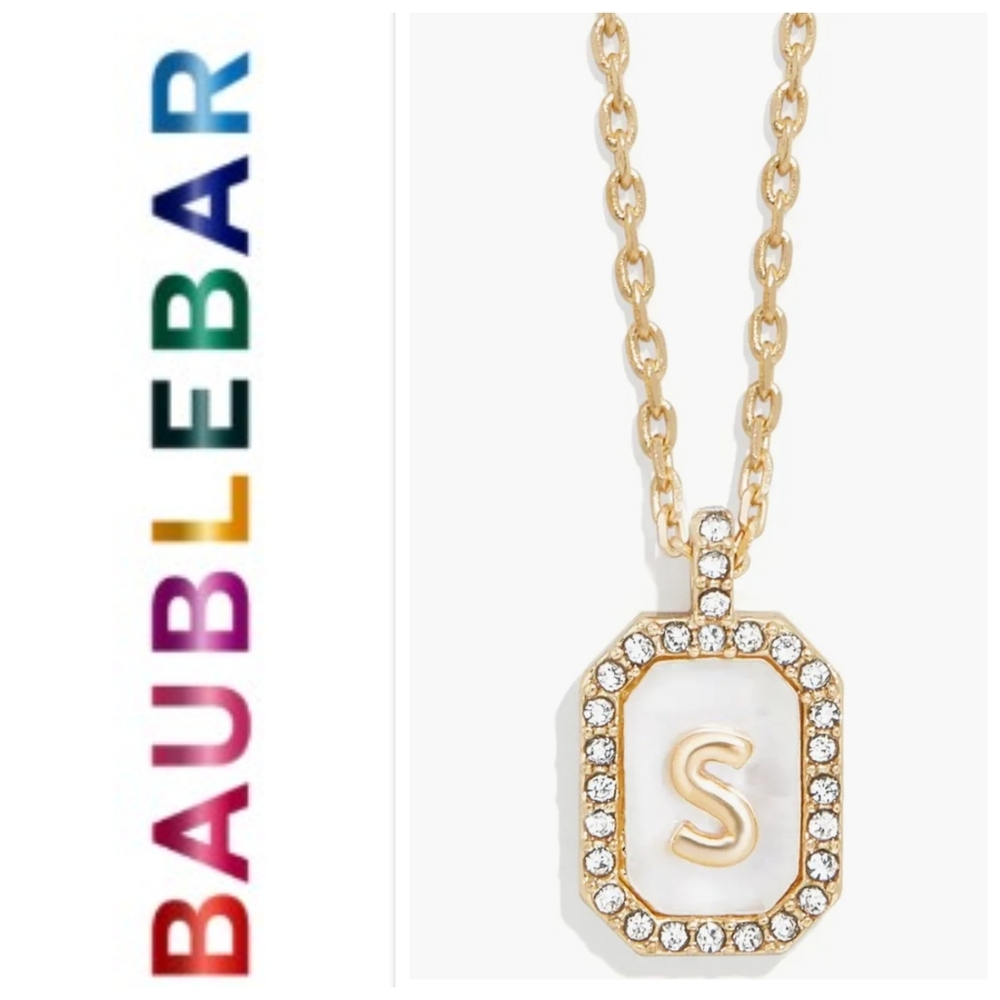 BaubleBar Initial Pendant Necklace S